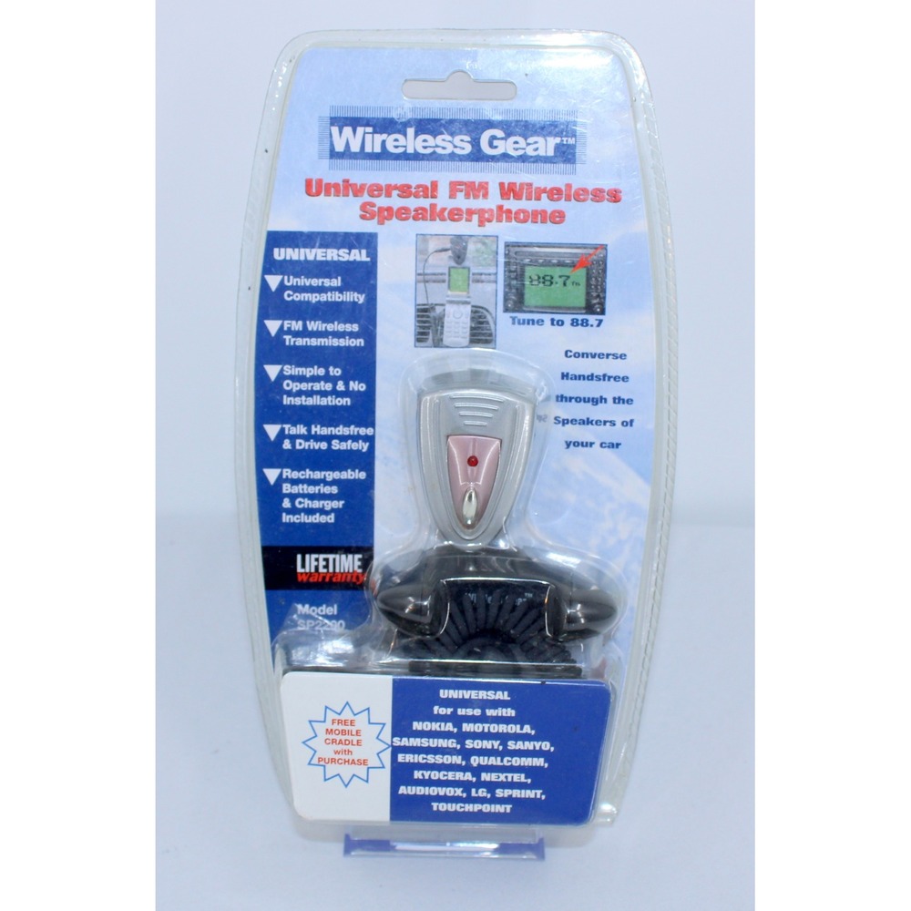 Wireless Gear Universal FM Wireless Speakerphone Handsfree Car Kit Model SP2200